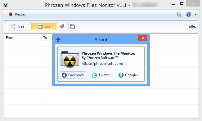 「Phrozen Windows File Monitor」v1.0
