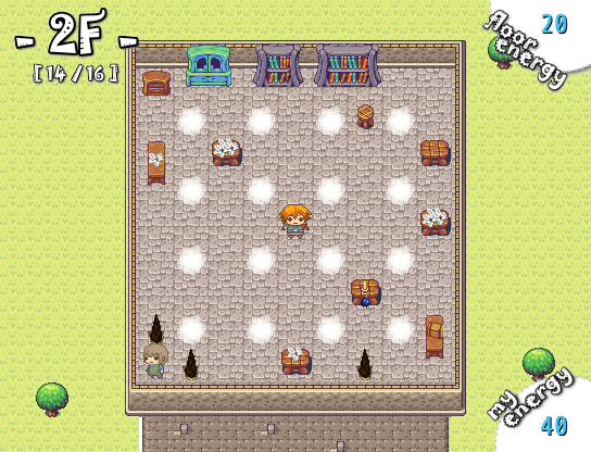 フロアには階段の隠れた“もや雲”のほか、お邪魔アイテムのタケノコや棚なども置かれている。なぜか人や動物がいることも