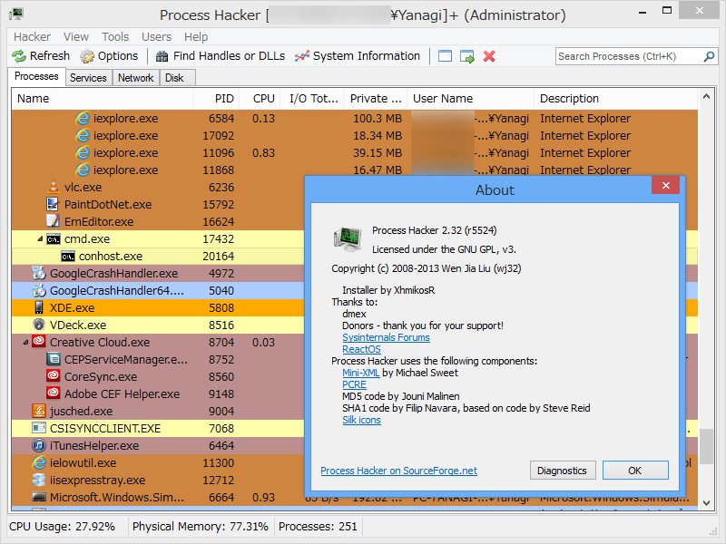 「Process Hacker」v2.32