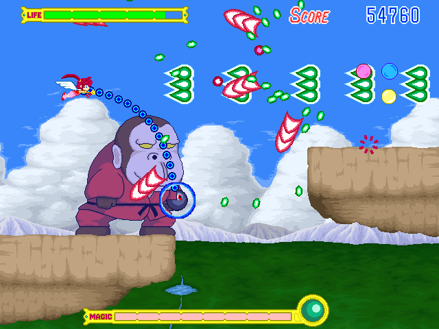 盗まれたクリスタルを追う魔法少女“シーニャ”を操るシューティングゲーム