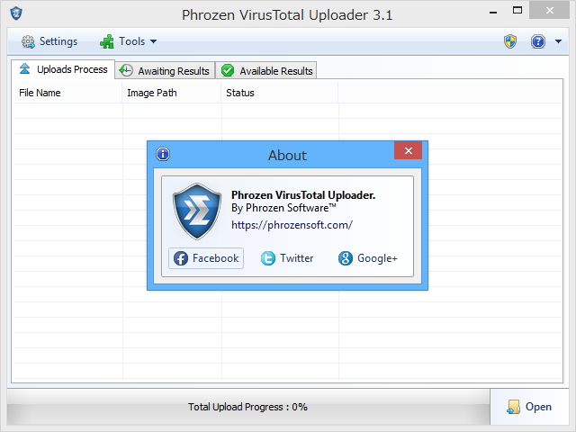 「Phrozen VirusTotal Uploader」v3.1