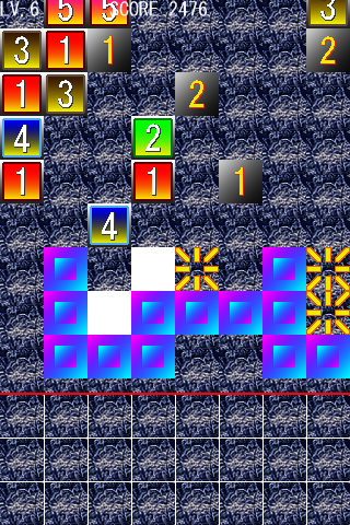 下から打ち上げるブロックを、上の数字ブロックの並びに合わせるように作るのがコツ