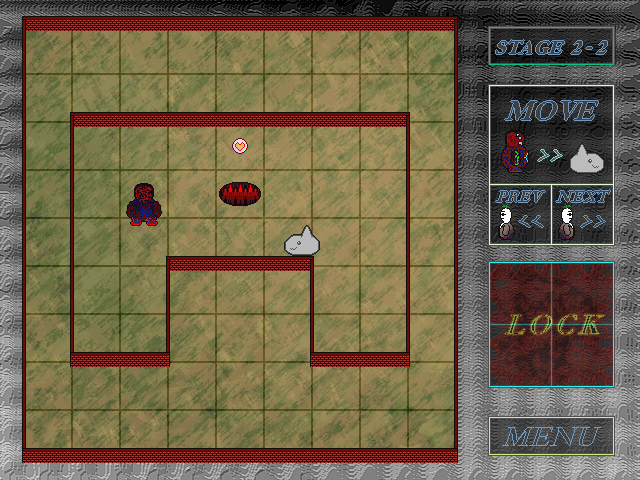 エサだけでモンスターの動きを制御するパズル。失敗のペナルティはないので何度でも挑戦できる