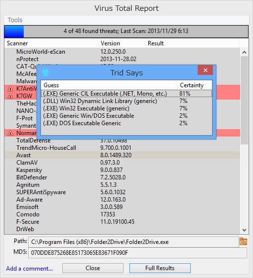 「TrID」でファイルタイプを識別