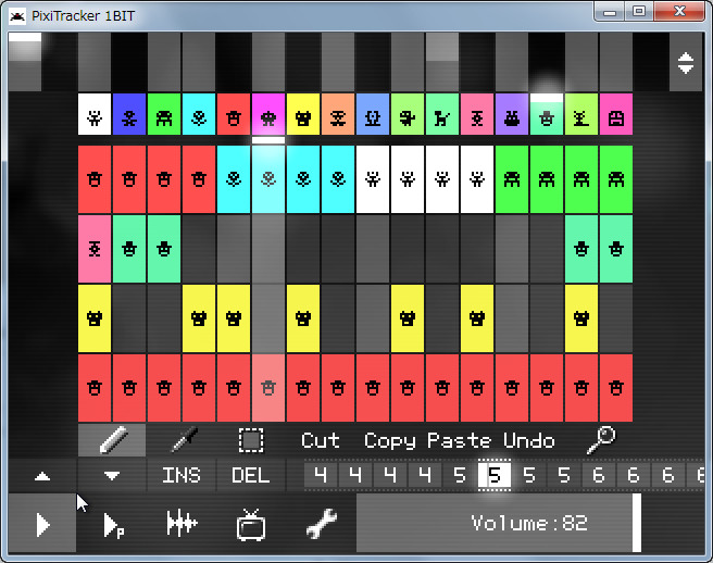 グリッドが4トラックに制限された1bit版