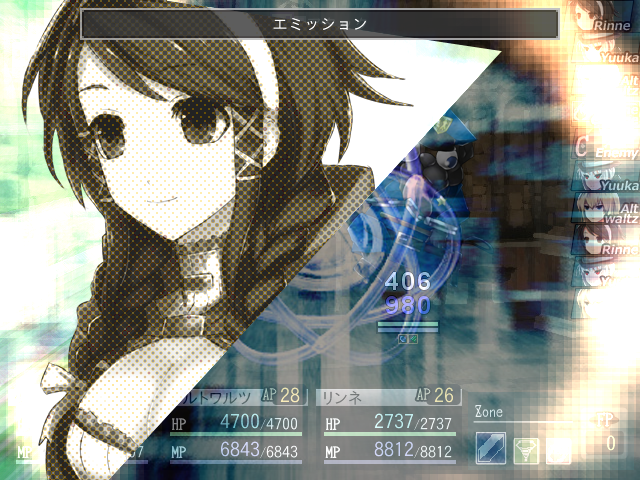 エミッション発動。セットしたネコバッジに応じてステータス向上や“ガードしながら行動”といった特殊効果など、さまざまな恩恵を受けられる