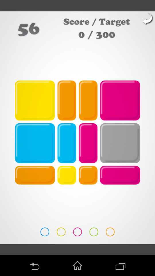 四角形を分割すると色付けされるので、同じ色の四角形を連続でタップ