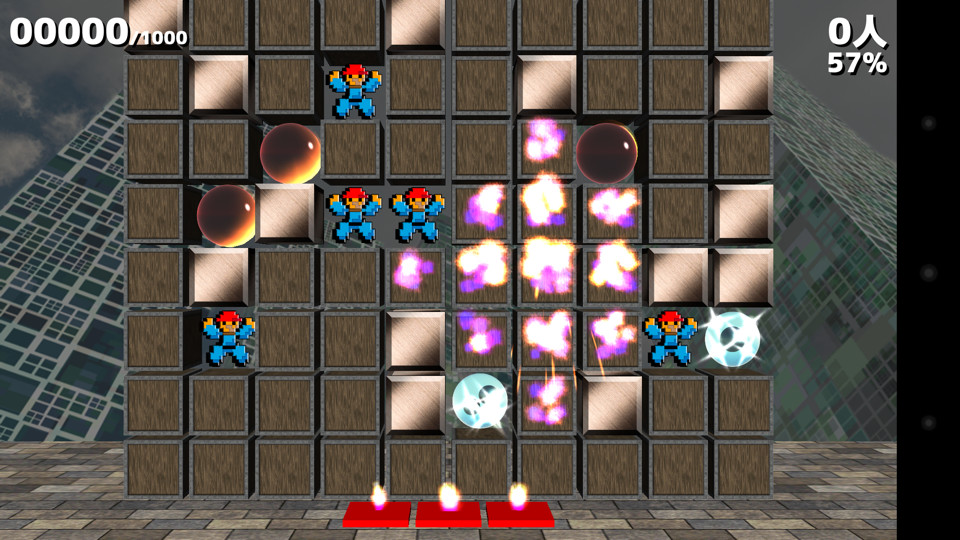 木製パネルをタップして着火すると、周囲の木製パネルまで燃え広がって消せる