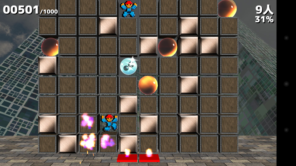 “火力1”“火力2”アイテムをタップすると、木製パネルが燃え広がる範囲を狭められる