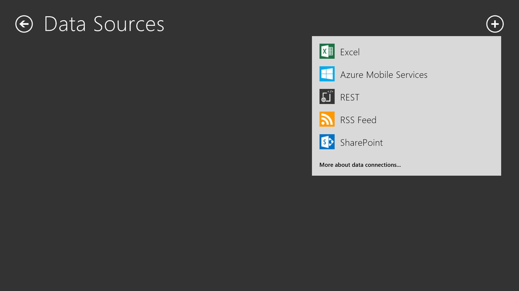 「Excel」や「SharePoint」などの既存データがデータソースとして利用可能