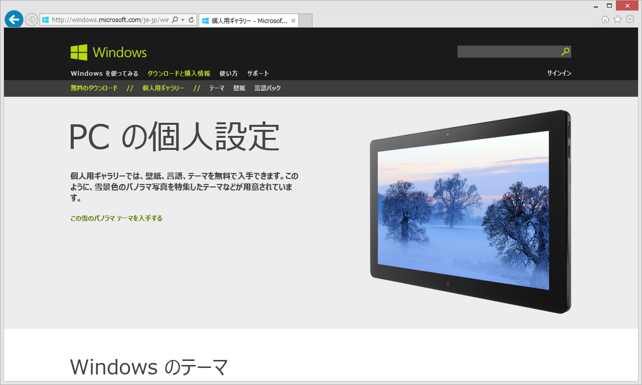 “Personalization Gallery（個人用ギャラリー）”