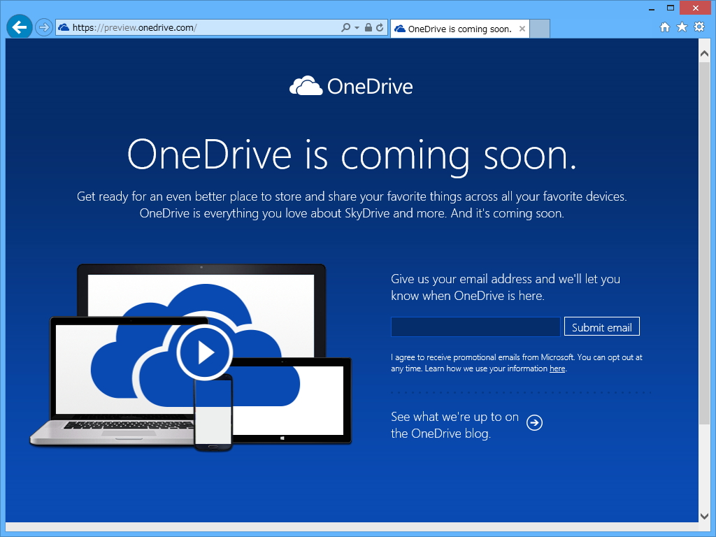“OneDrive”のプレビューサイト