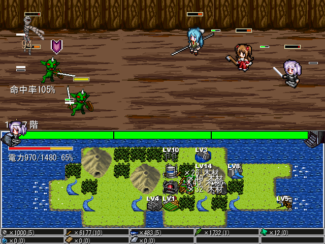 下画面のロボットを操作し、せっせと資源を集めて設備を整える