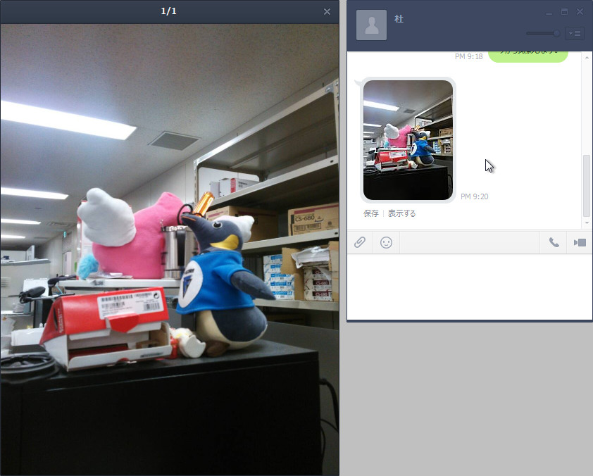 チャットウィンドウの画像ビューワー