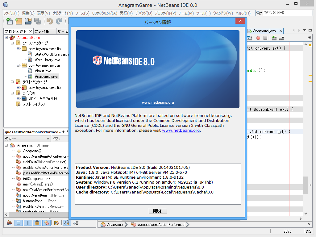 「NetBeans IDE」v8.0