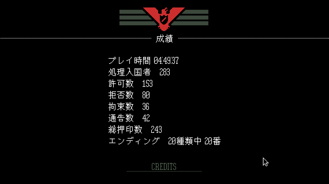 エンディング時には、それまでの成績が表示される