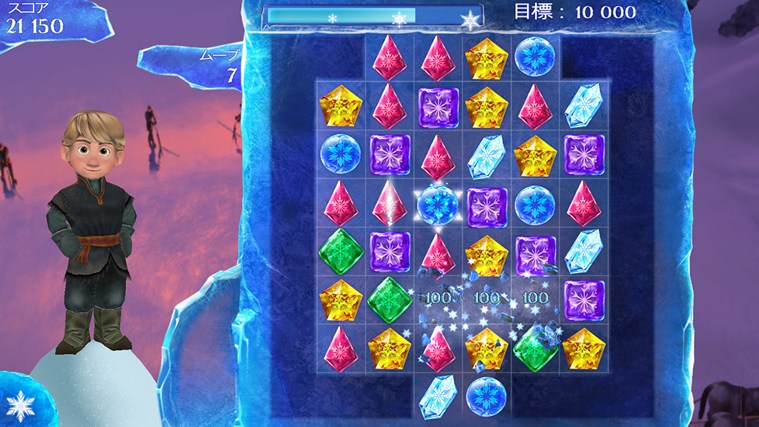 隣り合う氷の結晶をフリックで入れ替え、色を揃えて破壊していこう