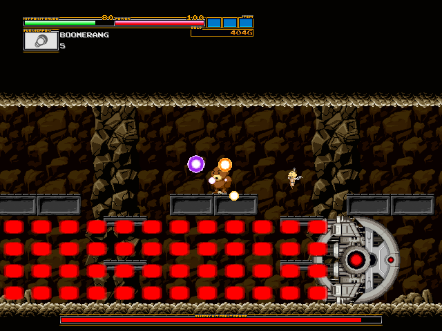 上下左右にスクロールするフィールドを進み、一番奥にいるボスを倒せばステージクリア