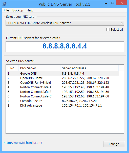 「Public DNS Server Tool」v2.1