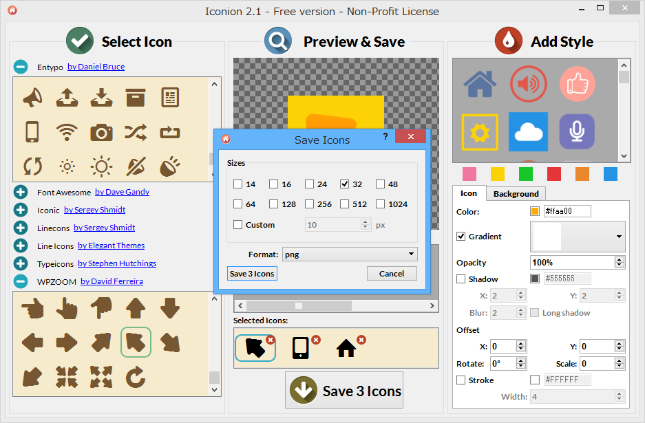 画像の大きさとフォーマットを指定してアイコンを一括出力