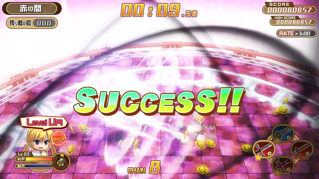 チャレンジモードは非常にシビアなお題が続く。ゲームの進行度によって中級・上級のお題が追加されていく