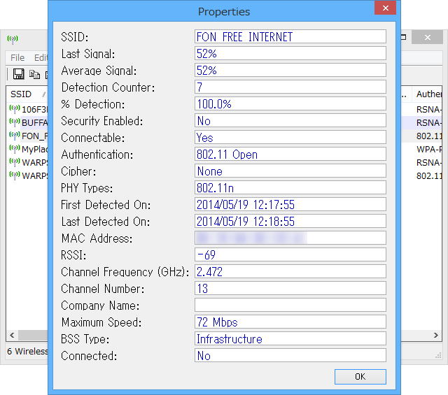接続可能なワイヤレスネットワークの情報を取得して一覧表示