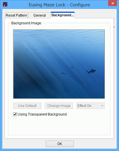 設定ダイアログの［Background］タブ。ロック画面の壁紙を指定できる