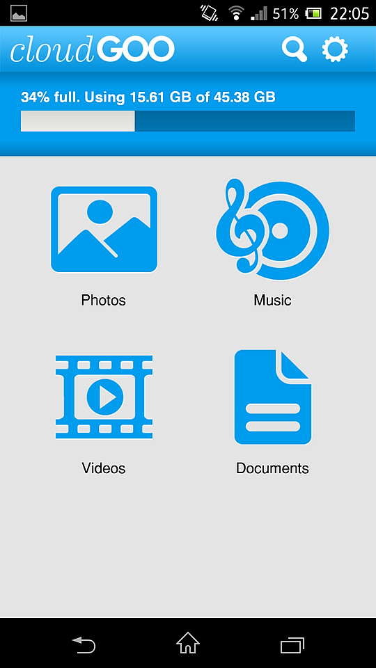 ［Photos］や［Documents］などの項目を選択し、すべてのオンラインストレージ上のファイルを種類ごとに一覧できる