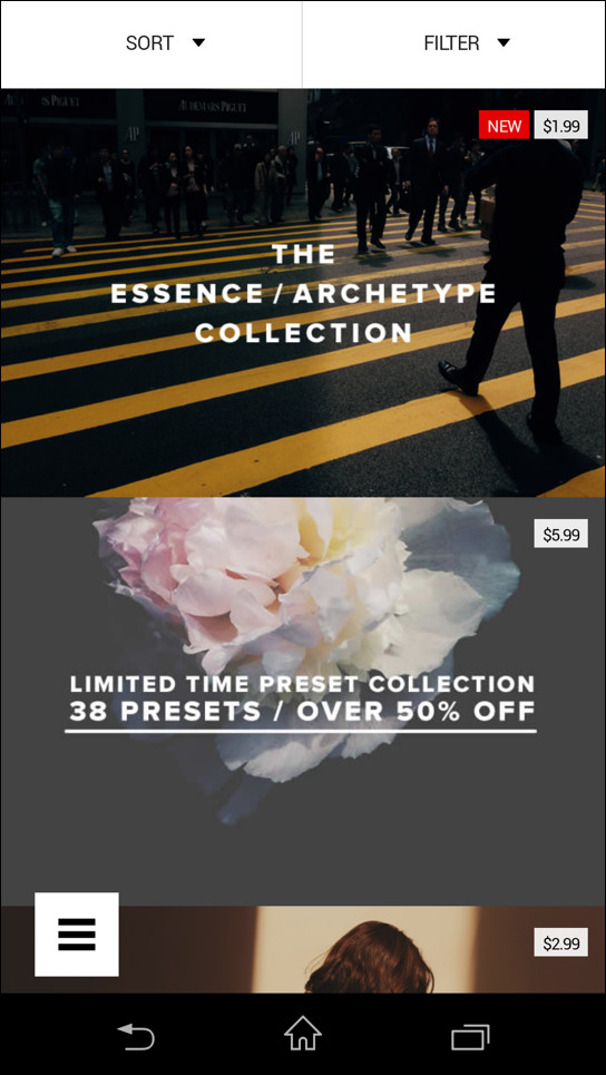 有料または無料のフィルターをダウンロードして追加可能