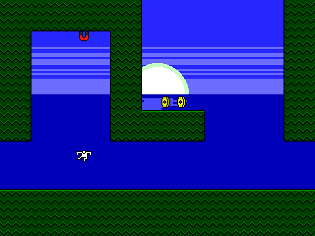 頭をどこにくっつけて、体をどこから引っ張るかがパズル要素。一見移動できそうにない場所も、磁力を使えば行けるようになっている