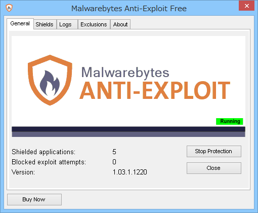 「Malwarebytes Anti-Exploit」v1.03.1.1220