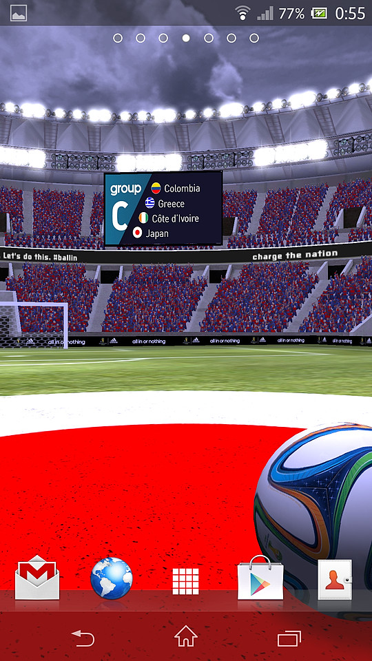 スタジアムの大型ビジョンではグループリーグの情報などを閲覧可能