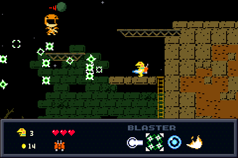 2周目はカエルの色が黄色くなる。ステージの配置や見た目も少し変わっているが、強化した武器はそのまま使える