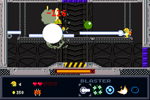 2周目はカエルの色が黄色くなる。ステージの配置や見た目も少し変わっているが、強化した武器はそのまま使える