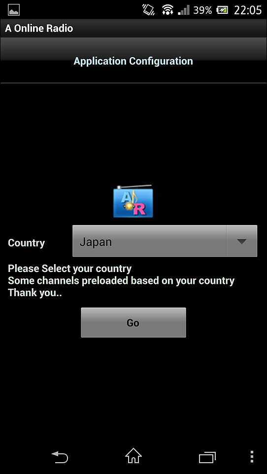 国名を選択し、［Go］ボタンをタップすれば利用を開始できる