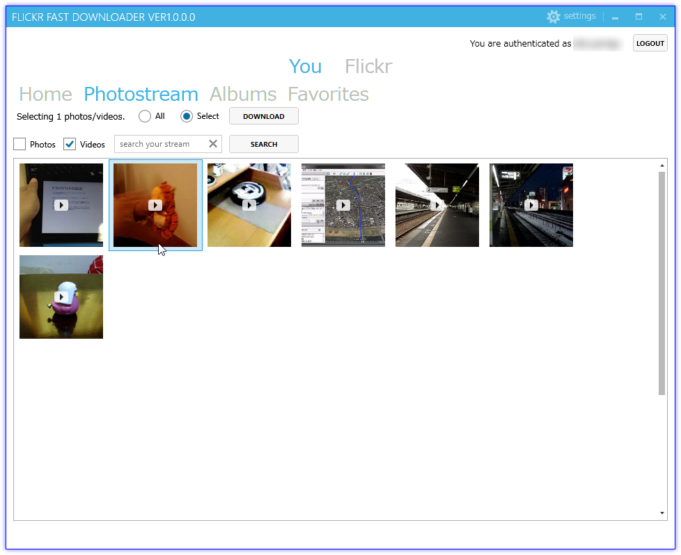 フォトストリームをフィルタリングして動画のみを選択