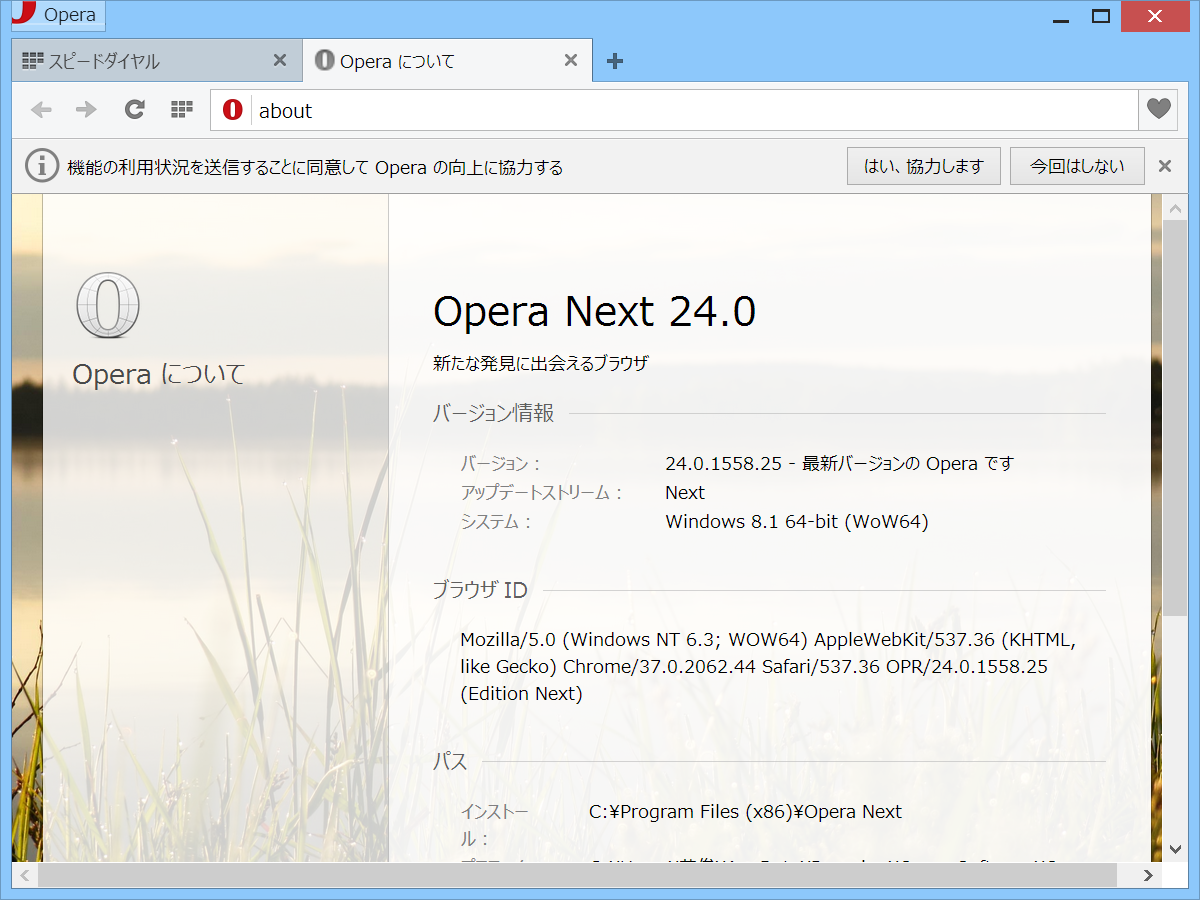 「Opera 24 Next」（DPI値が150％の場合）