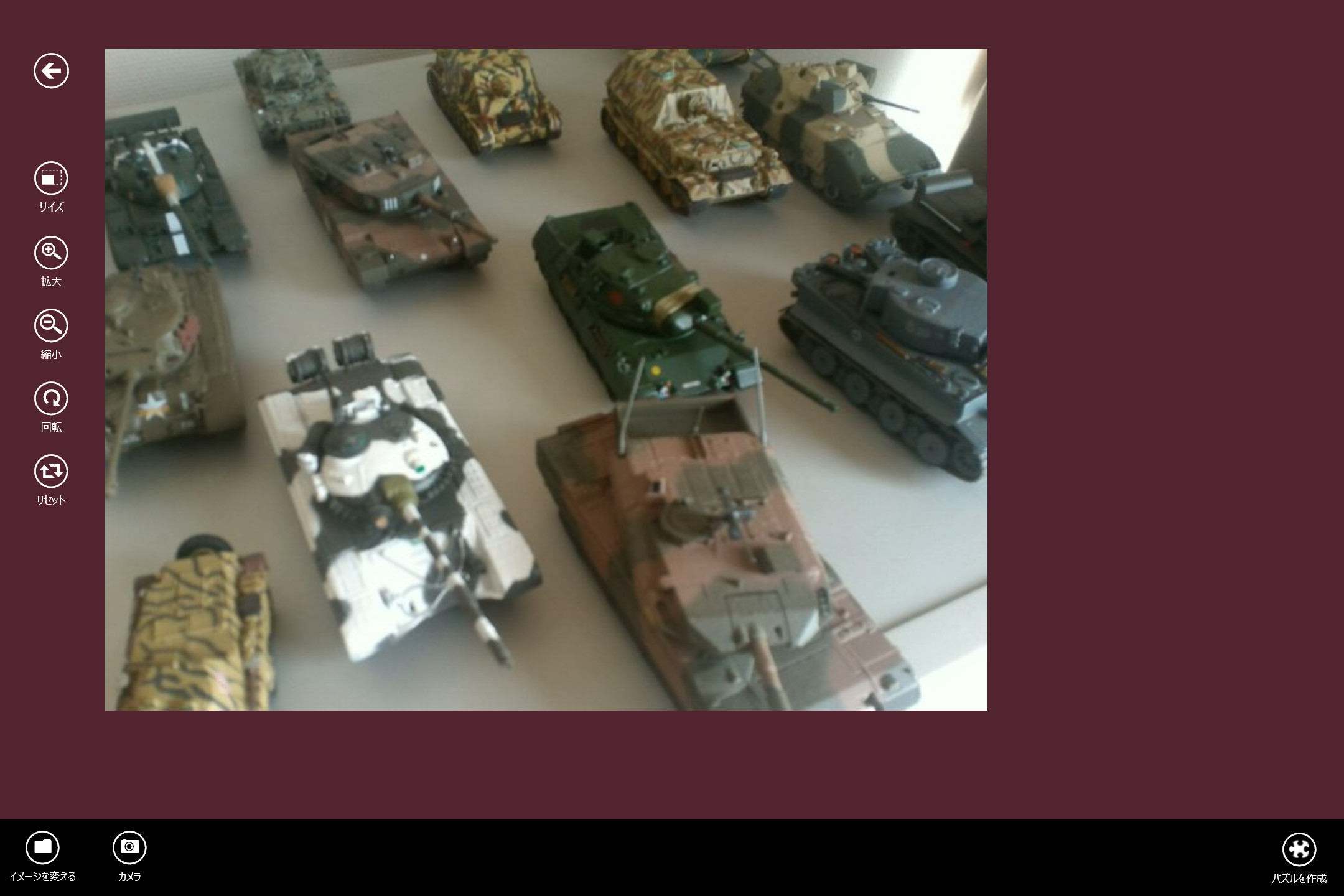 お気に入りの写真やカメラ画像からオリジナルのパズルを作成することも