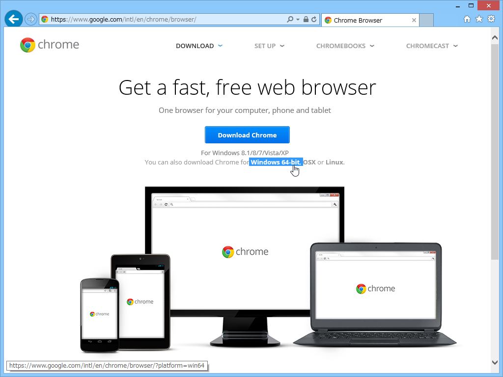 64bit版Windows向けの「Google Chrome」も安定版に
