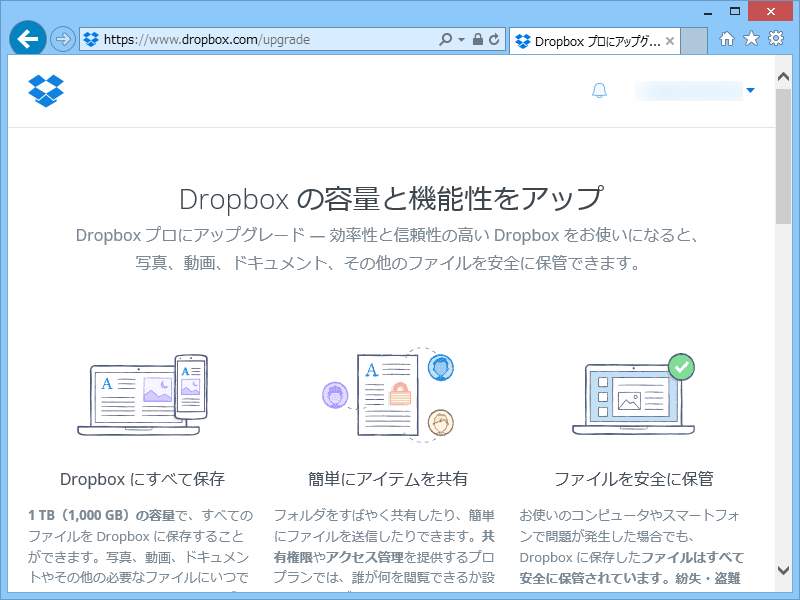 “Dropbox プロ”