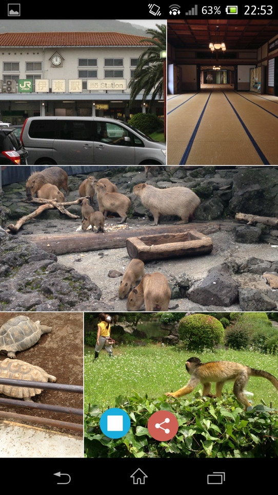 5分割された画面でアルバム内の画像をスライドショーできる