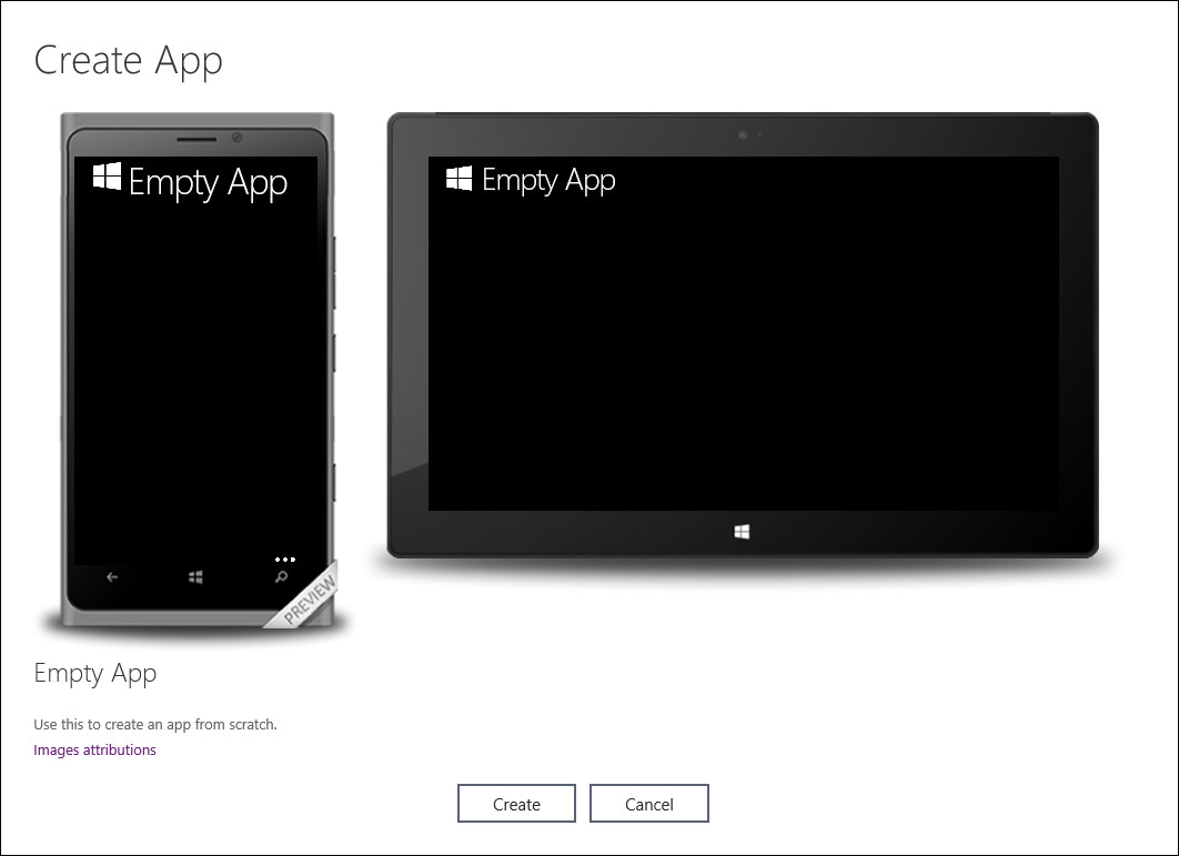 “Empty App”の作成