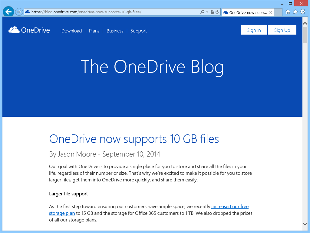 公式ブログ“OneDrive Blog”