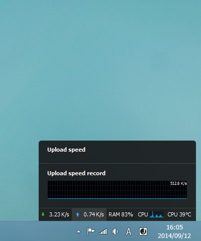 アップロード速度欄をクリック