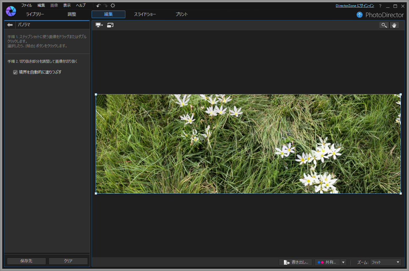 “境界を自動的に塗りつぶす”チェックボックスをONにしたところ