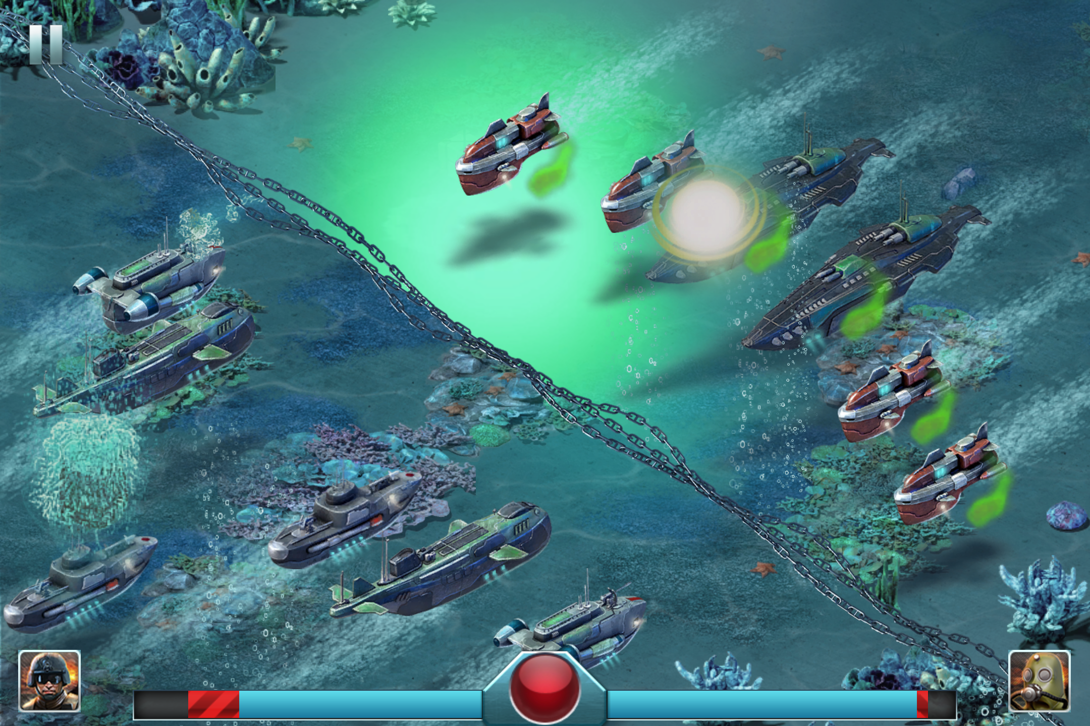 水中戦。潜水艦が揃っていれば優位に進められる