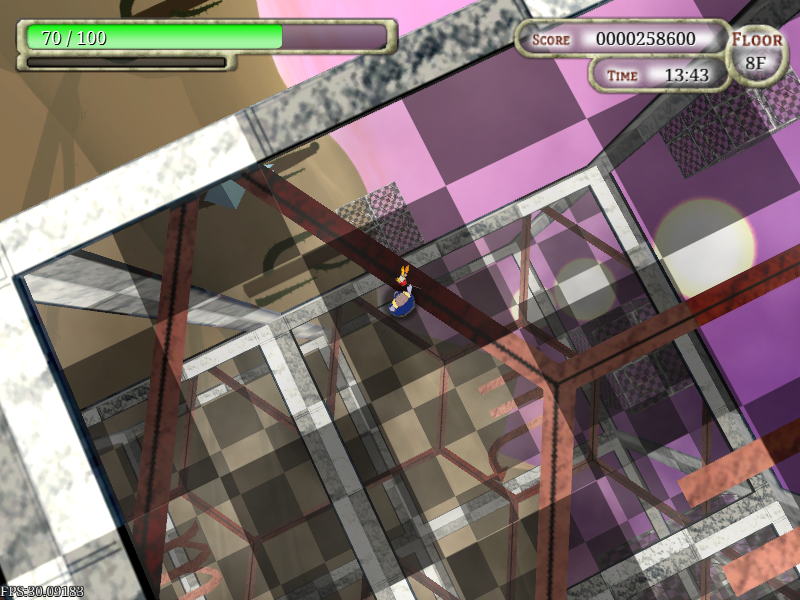 高いところから飛び降りる勇気も必要。フィールド外に落下しても何度でも復活できる