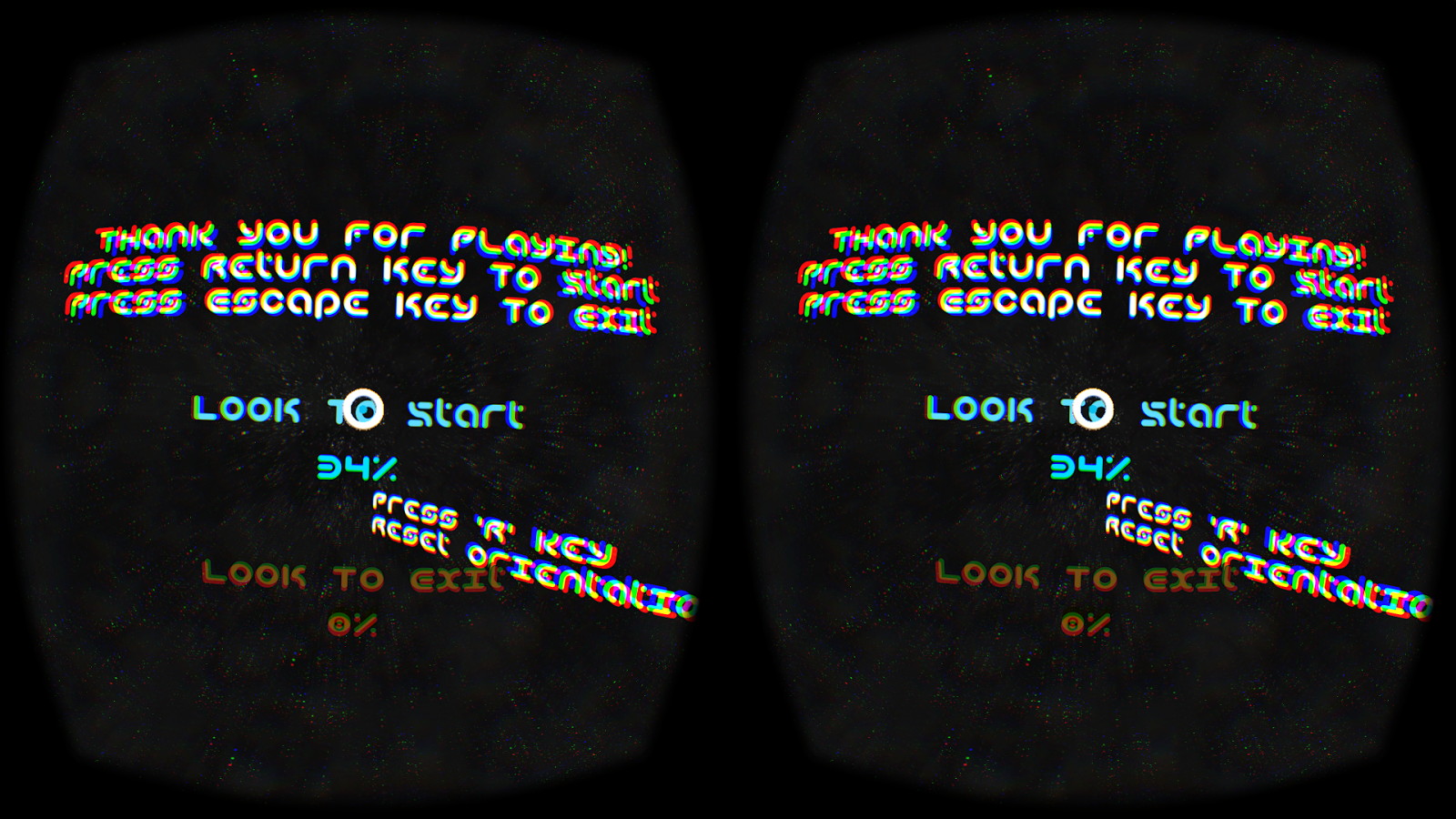 タイトル画面ではタイトル下に目線を合わせているとロードが始まり、100％になるとスタート。視線だけでメニューを操作するのもコントローラーやキーボードを使わないための工夫だ