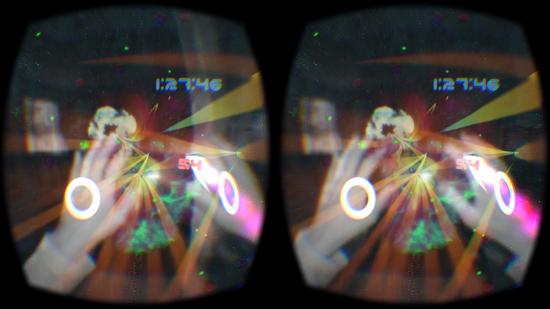 Leap Motionを使い、手を照準に使える。指先が照準になってレーザーがバンバン飛んでいくのは圧巻かつ爽快だ