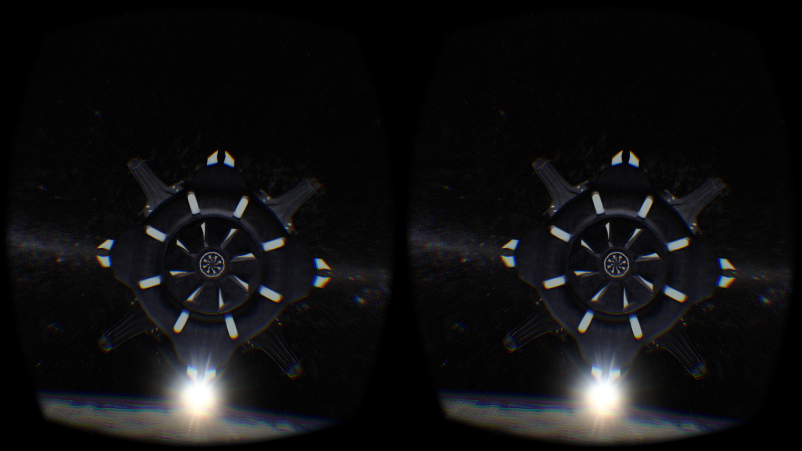 画面の中の宇宙ステーションに吸い込まれる